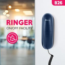 Beetel B26 Corded Slim Landline Phone,Ringer Volume Control,Wall/Desk Mountable,Ringer On/Off Switch,Clear Call Quality,Compact Design,Tone Pulse/Flash/Redial Function (Made in India) (Blue)(B26) image 1