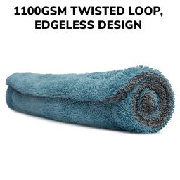 ShineXPro Microfiber Cloth For Car - Puremagic 1100 Gsm Twisted Loop Super Absorbent Towel - Edgeless Design With Plush Pile, Lint Free Cloth For Drying & Detailing, Transparent image 1