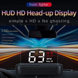 Head Up Display C100 Car Hud Obd2 Head Up Display Car Speedometer With Adjustable Reflection Board, Engine Fault Alarm, No Double Image, 4 Display Mode, With Obd2 Interface Plug & Play image 1