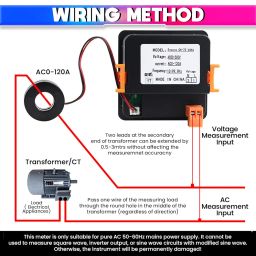 amiciSense Ac Voltmeter Ammeter, 3 In 1 Digital Meter 120A 50~500V Voltage Tester With Frequency And Current Test, Black image 2
