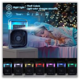 Drumstone 𝟏𝟓 𝐘𝐞𝐚𝐫𝐬 𝐖𝐚𝐫𝐫𝐚𝐧𝐭𝐲 Portable Air Conditioner Cooler, Mini Evaporative Cooler with 7 Colors LED Light, 1/2/3 H Timer, 3 Wind Speeds and 3 Spray Modes for Your Desk_Multicolor image 4