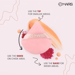 MARS Pizza Powder Puff for Face Makeup | Dual Side Application | For Loose & Pressed Powder Application | Easy to Clean and Handle | Triangle Powder Puff with strap (Pack of 2) image 4