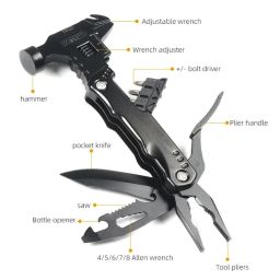 PASHANDOZ 16 In 1 Multi-functional Pocket Hand Tool Set Multi Functional Multi Tool Stainless Steel Hammer Tool Kit Essential Camping Equipment Survival Tool Multi Tool Claw Hammer Tool image 5
