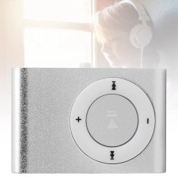 Drumstone 【Summer Season with 15 Years Warranty】 MP3 Player, Back Clip USB Aluminum Alloy Music Player Support Memory Card 250mAh (Silver) Memory Card not included image 1