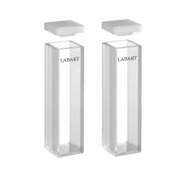 LABART Quartz Cuvette (Pathlength: 10mm, Volume: 3.5ml with PTFE Cover, Spectrophotometer) Set of 2 Pcs with Transmission Certificate image 1