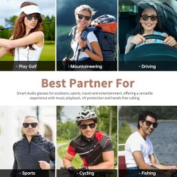 Smart Sunglasses Bluetooth, Audio Glasses for Men Women with Speaker & Mic, UV400 Polarized Lens, Open Ear Music, MFB Buttons Control Voice Assistant, up to 200 Hours of Standby（Black） image 3