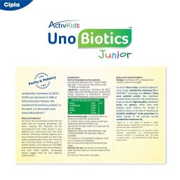 Cipla ActivKids Unobiotics Junior With 5X More Probiotic Activity |Powder Helps Build Immunity & Refills Good Bacteria|Probiotics for Kids - 10 Sachets, 1 count, 10 servings image 4