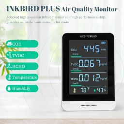 INKBIRD Advanced Air Quality Monitor Indoor CO2 Meter Accurate Tester with Formaldehyde (HCHO), TVOC, Temperature & Humidity Sensor Real-Time Gas Detector Smart Alarm Rechargeable Battery image 2
