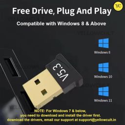 USB Bluetooth Adapter, 5.3 Bluetooth Adapter for PC, Bluetooth Dongle Receiver & Transmitter for Laptop CPU Keyboard Mouse Headphone Speakers Printer, Plug & Play for Windows 11/10/8.1 image 2