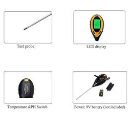 Genex Soil pH Meter, Soil Moisture Meter, 4-in-1 Soil Temperature/Light/pH/Moisture Measuring Tool image 3