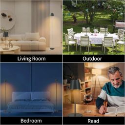AMPLIN LED Floor Lamp with Touch Control, 3000K Warm White, Dimmable & Height Adjustable, USB Rechargeable, Cordless Standing Lamp for Indoor & Outdoor Use, Portable & Modern Design image 5