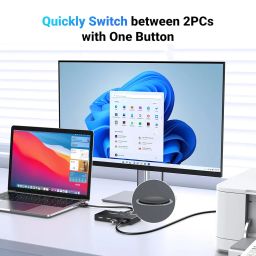 UGREEN USB 2.0 Sharing Switch, 2 Computers 4 Port USB Peripheral Switcher Adapter for PC, Printer, Scanner, Mouse, Keyboard with One-Button Swapping and 2 Pack USB A to USB A Cable image 2