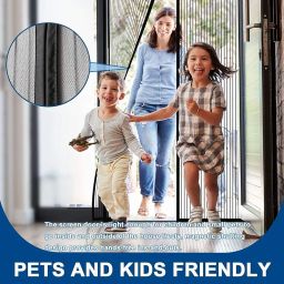 GOLD HEAVEN Magic Mesh Magnetic Mosquito Screen Door Net Curtain with Magnets Polyester Mesh Curtain Back Door Mesh with Full Frame Hook & Loop Auto-Closing Fly Mesh Insect Mosquito Nets image 4