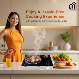 DIZIHOMES Premium 2200-watt Radiant Infrared Cooktop with Grill Stand | 3 Preset Functions | Digital Display | Timer Control | Over Heating Protection | Suitable for all Utensils | 1 Year Warranty image 1