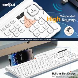 Frontech Wireless Keyboard & Mouse Combo Set | 2.4GHz USB Connectivity | 104 Keys | 3 Buttons | 1200 DPI Mouse | Compatible with PC/Laptop/Mac (KB-0030, White) image 3