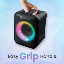 Portronics Apollo One 20W Wireless Bluetooth Portable Speaker with Wireless Karaoke Mic, 5 Hour Playtime, RGB LED Light, Bluetooth V5.3, Easy Grab Handle, USB/AUX in/TF Card, Type C Charging(Black) image 2