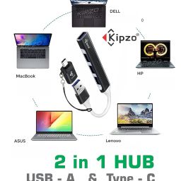 KIPZO® 2 in 1 OTG 4 hub USB Extender 4 in 1 USB Extension Cable Splitter Male to Female Type C OTG Adapter connecter Converter 4 Port 2.0 USB to USB 3.0 HUB for Mouse Keyboard pendrive Laptop Combo image 5