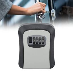 ELBME Key Lock Box Wall Engineering Anti Theft Door Temporary Cat's Eye for Key Box Storage Box Alloy Password Abs Container Keys Locks (Grey Semi Alloy) image 1