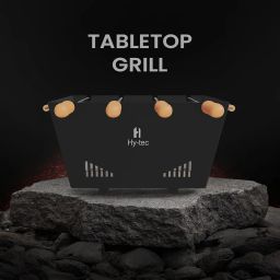 H Hy-tec (Device) HYBB - Tabletop Charcoal Grill Barbeque with 4 Skewers & Charcoal Tray (Stellar Black) image 1