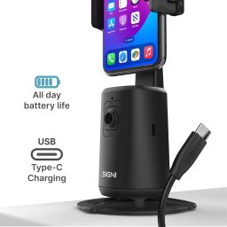 SKYVIK SIGNI Smart AI Auto Face Tracking Stand with Mobile Holder/Auto 360° Phone Rotation/for Video Reels Vlogging/No App Needed/Start & Stop Gesture Control/Tracker for All Smartphones image 2