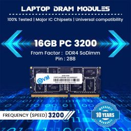 EVM 16GB DDR4 Laptop RAM 3200MHz - Unleash Your System's Full Potential - Perfect for Gamers, Office Work, and More - 10 Years Warranty (EVMT16G3200S88P) image 1