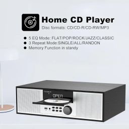Retro Style Micro Shelf System 40W RMS with CD Player, Bluetooth, USB Playback, FM Radio, AUX-Input, 2-Way Music Crisp-Sound, DSP-Tech (TB-816B) image 2