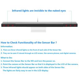 Wii Sensor Bar Replacement, Infrared Ray Motion Sensor Bar for Nintendo Wii/ Wii U Console -Black & Silver image 5