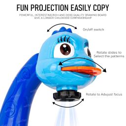 Zest 4 Toyz Drawing Projector Painting Desk Table With 3 Patterns -12 Colorful Water Pens With Table Lamp For Better Creativity & Education For Kids (Blue & White) Pack Of 1 image 5