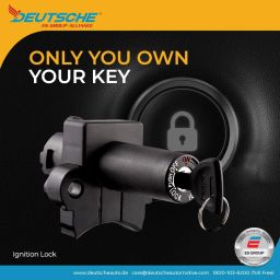 Deutsche Black Cylindrical Finish New Ignition Starter Lock Compatible with Hero CD-100 / SS/Sleek (4 Wires), Switch Lock with 2 Keys | 4 Terminal Wires image 2
