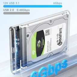 Gadgetbite SSD Enclosure Case SATA to USB C 3.1 HDD 2.5 inch External Hard Disk Connector With Fast Charging Speed Up to 5 Gbps and Up to 4TB Storage Capacity Compatible With 2.5 SSD HDD - Transparent image 1