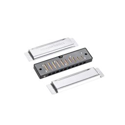 Amazon Basics Key C Alloy Harmonica with Case | 10-Hole 20-Tones Mouth Organ for Beginners, Students, Kids and Professionals (Silver) image 3