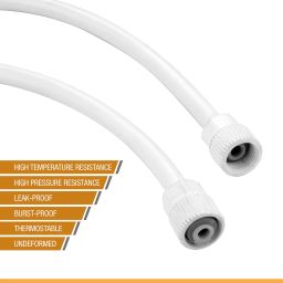 Ruhe® 18 Inches Connection Pipe | PTMT Heavy Duty Connection Pipe |White | Hose Pipe Suitable for Countertop Faucets| Pipe For Basins and Sinks, Geysers & Flush Tanks | Bathroom Accessories (Set Of 2) image 2