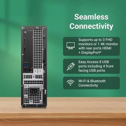 Dell Inspiron 3020S Desktop, Intel 13th Gen Core i3-13100 Processor, 8GB, 512GB, Wired Keyboard + Mouse, Win 11 + MSO'21, Black Color, 1 Year Onsite Hardware Service, 15 Month McAfee Antivirus image 4