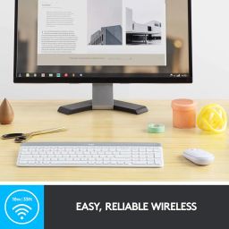 Logitech MK470 Slim Wireless Keyboard and Mouse Combo - Modern Compact Layout, Ultra Quiet, 2.4 GHz USB Receiver, Plug n' Play Connectivity, Compatible with Windows - White image 3