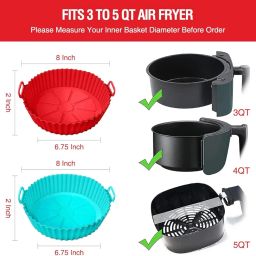 UB Unity Brand Air Fryer Liners I Round Silicone Basket Baking Tray I Pot with Ear Handles I Nonstick Reusable Heat Resistant I Cooking Oven Insert Accessories - Multicolor image 1