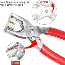 SANWALSA (100 Pcs, Silver) Snap Button Set with Hand Snap Fastener Plier Tool | Used to Connect Two Pieces of Material Together image 3