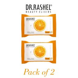 DR.Rashel Vitamin C Pack of 2 Face Wipes, Enriched with goodness of Vitamin C and Aloe Vera Extract | For Multi purpose use | Gives Refreshing and Glowing Skin.(25 pc x 2) image 1