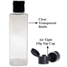 zms marketing 100ml Empty Clear Square Bottle with Black Flip Top Cap,Multipurpose Reusable Container for Hair Oils, Shampoo, Conditioner, Lotion, Medicated Oil and Sanitizer (PACK OF 10) image 3