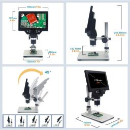 G1200 Digital Microscope 7 Inch Large Color Screen Large Base LCD Display 12MP 1-1200X Continuous Amplification Magnifier with Aluminum Alloy Stand image 1
