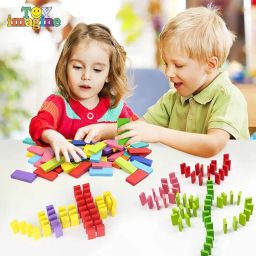 Toy ImagineTM 240 pcs Colorful Wooden Domino Block Set for Kids Educational Play | Helps in Skill Development and Color Recognition (12 Colors) image 5