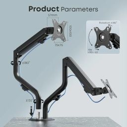 Dual Monitor Stand Mount with Gas Spring Monitor with Adjustable - Ergonomic Design Weight Support 9 kg Stand (Normal) image 3