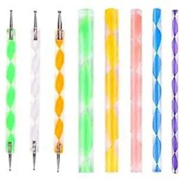 AmigozZ 13 Pcs Set of Mandala Rock Dotting Tools Nail Art Painting Tools Set, includes 5 Pieces Multi Color Stylus Pens and 8 Sizes Flat Head Multi Color Acrylic Dotting Rods for DIY image 1
