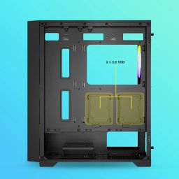 ZEBRONICS Aurora Mid-Tower Premium Gaming Cabinet, ATX, 4 x ARGB Fan, LED Control Switch, Tempered Glass Panel, USB 3.0, 360mm Front or 240mm Top AIO Cooler Support with Top & Bottom Dust Filter image 4