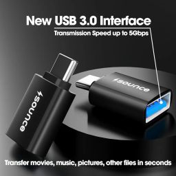 Sounce USB Type C Female to USB 2.0 Male OTG Adapter Portable High-Speed Data Transfer, Compatible and Works with Laptops, Tablets, Smartphone, Chargers and More Devices with Standard USB A Interface image 1