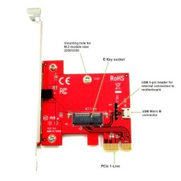 Ableconn PEXM2150E PCI Express x1 Adapter Card with M.2 Key E Socket - Support M2 E Key or A-E Key WiFi or Bluetooth Module image 1