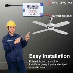 Amonics� Smart Ceiling Fan Regulator Kit | WiFi & App Controlled 6-Speed Fan Switch | Compatible with Alexa, Google Home & IR Remote | Retrofit Design | 500W Load | Universal Fan Controller image 5