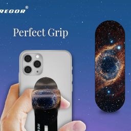 Regor Tabletop Finger Grip & Mobile Holder Mobile Stand Phone Holder for Hand & Mobile Back Holder Grip Great for Selfie & Works as iPhone Stand & Android Phone Stand - Black Nebula image 1