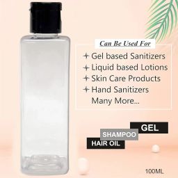 zms marketing 100ml Empty Clear Square Bottle with Black Flip Top Cap,Multipurpose Reusable Container for Hair Oils, Shampoo, Conditioner, Lotion, Medicated Oil and Sanitizer (PACK OF 10) image 2