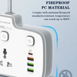 2500W 10A Extension Power Strip with USBs | 2 Power Sockets & 20W Type C USB PD QC 3.0 Fast Charging Ports | Multi Port Extension with Individual Switches image 4