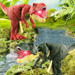 VGRASSP Roaring & Head Swinging Dinosaur Toy for Kids with LED Light in Mouth & Realistic Actions Like - Rotating & Swinging Head and Tail, Movable Joints - Multicolor image 1